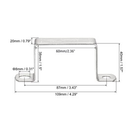 TOP-VIGOR 6Pcs U Shaped Connector Bracket 38 x 61mm 304 Stainless Steel for Door Closed Bar Holder Strut Channel and Fixing Tube Pipe Wire