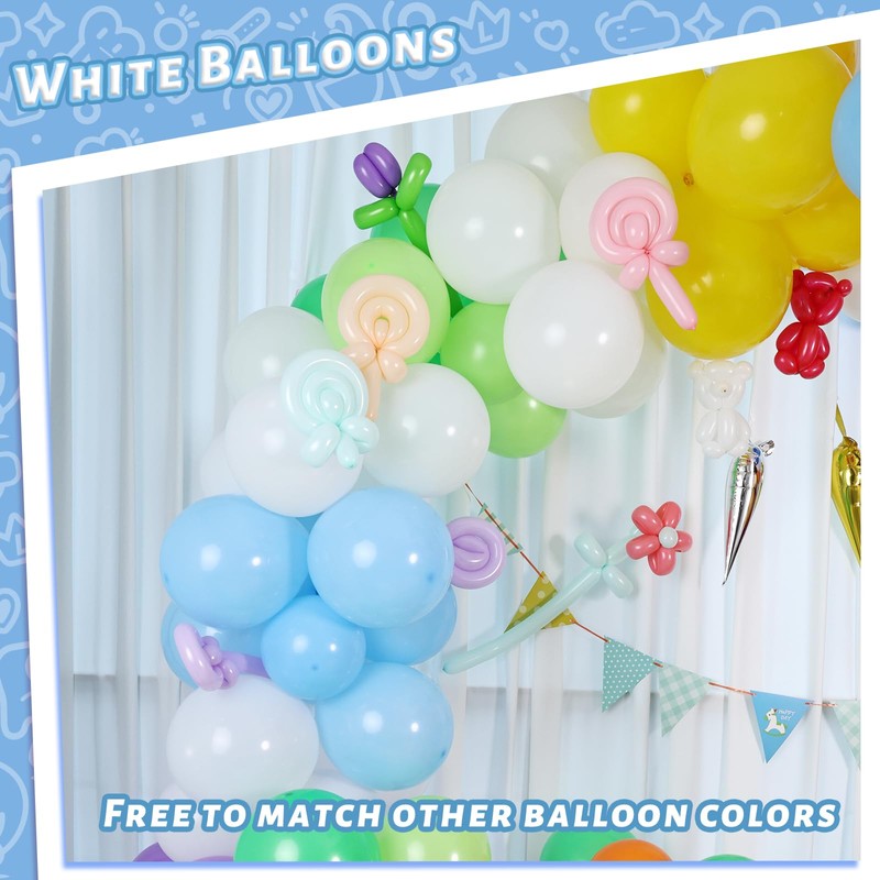 LovesTown 110PCS White Balloons, 12 inches White Party Balloons Bulk