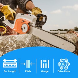 2 Pcs 14 inch Chainsaw Chain for 14 Inch (35cm) Bar, 3/8" LP Pitch, 52 Drive Links, 050" Gauge, Low Kickback Chain Saw Chain Compatible for Makita Bosch Husqvarna Oregon Chainsaw Chain Replacement