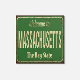 Unbranded Massachusetts USA State Grunge Retro 4'' X 4'' Square Wooden Coaster
