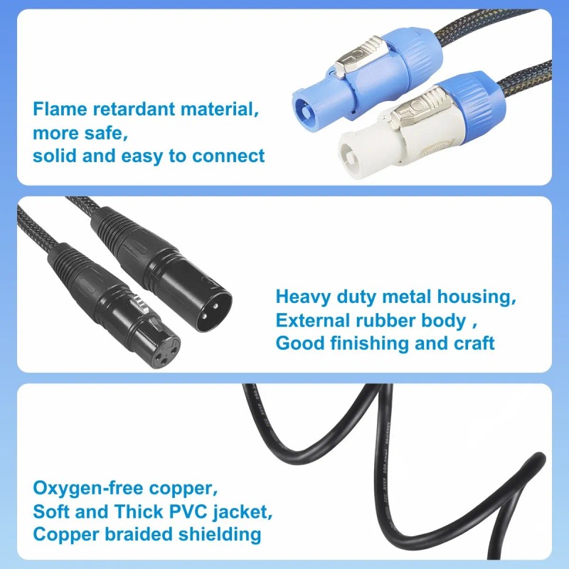 Cable De Alimentación Y Dmx Compatible, Juego De Cables Dmx