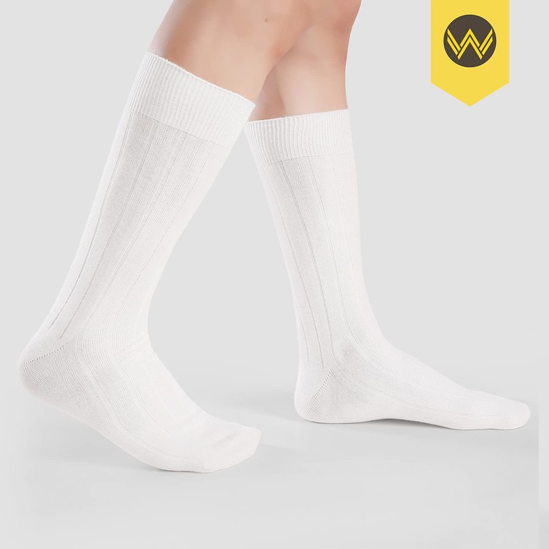 WANDER Classic Ribbed Dress Socks 8 pairs Men's Cotton Solid