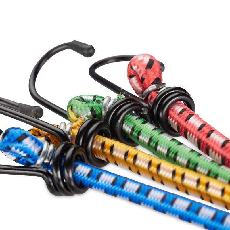 Relaxdays Bungee Cord Set of 12, Elastic Cords for Car