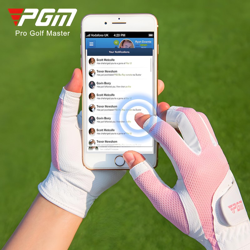 PGM Women's Golf Glove One Pair, Open-Finger Design Breathable Mesh