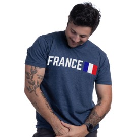 Ann Arbor T-shirt Co. France Tee Shirt | French Pride Francais Paris T-Shirt for Men Women - (Adult,L) Navy Blue