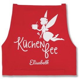 Geschenk mit Namen personalisiert by Shirtracer - Apron - Cooking Apron Women - Küchenfee with Name, 3 Red