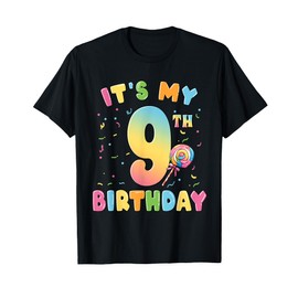 Lollipop Birthday Party 9 Year Old Girls Kids 9th Bday Candy T-Shirt