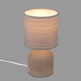 BRILONER - Table lamp with fabric shade, cable switch, ceramic base, lamp, bedside lamp, table lamp, decorative lamp, hallway, office lamp, reading lamp, living room, bedroom, 15 x 28 cm (D x H),