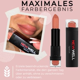 NEW WELL Matte Lipstick - Intense Colours - 24 Hours Long-Lasting Matte Effect - Elegant Lips - Various Colour Shades (02)