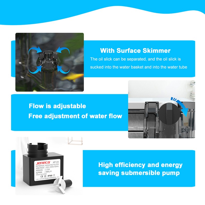 External Fish Tank Aquarium Filter Waterfall Suspension Hanging Filter Low