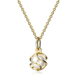Xaana AMZ0540 Women's Pendant with Synthetic White Pearl 585 Gold with Gold-Plated Silver Chain 42/45 cm, Yellow Gold, Simulated pearl.