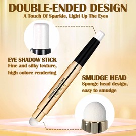 Prreal Double Ended Bright Eyeshadow Stick, Pearl Eyeshadow Stick, Glitter Eyeshadow Stick Soft Brush (01 Spacer Pearl White)