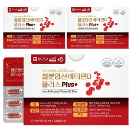 Chong Kun Dang Iron Folic Acid Vitamin D Plus, 60 tablets, 3 pieces / 종근당 철분 엽산 비타민D 플러스, 60정, 3개