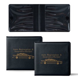 GaRhomxy Car Insurance and Registration Holder, ID Insurance Card and Registration Holder, Car Interior Accessories, Case Wallet for Auto Document Organizers (Black) - 2 Pack