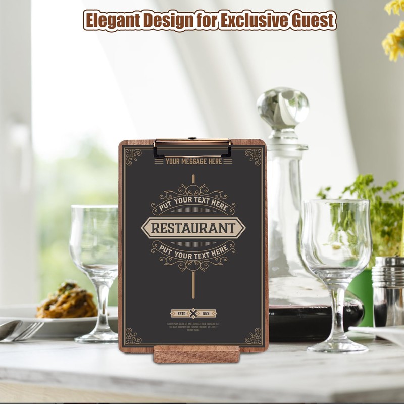 Walnut Wood Clipboard, Menu Clip Board with Metal Clip and