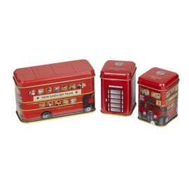 New English Teas British Traditions London Bus 3x Mini Tea Tin Gift Pack with Teabags & Loose-Leaf Tea