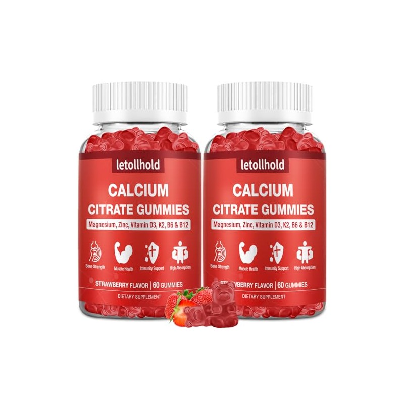 Calcium Citrate Gummies - 1200mg Calcium Gummies with Magnesium Zinc