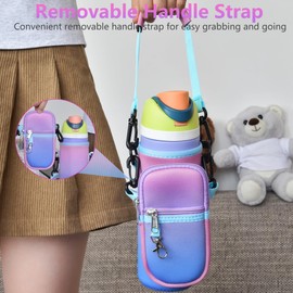 Icesip for Owala FreeSip 32oz Water Bottle Holder Bag with Strap Pocket Detachable Phone Pocket for Owala Accessories 32oz Water Bottle Sleeve for Walking Camping Gym Colorful