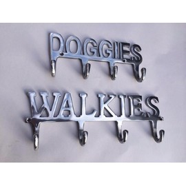 Walkies Dog Pet Lead Leash Holder Rack 4 Hooks Walkies Aluminium Wall Hook Hanger Chrome Colour