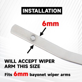 12" and 12" Vintage Front Windshield Wipers (Pack of 2), Polished Stainless Steel Bayonet Type Windshield Wiper Blades 6mm Bayonet Width for Oldtimers/Boat, Silver