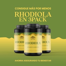 Rhodiola Rosea - 3PACK - 60 Cápsulas 500 mg c/u - Suplemento Alimenticio -Sin Azúcar - Hongos Adaptógenos - 100% Natural - Energía y Enfoque - Tomar 1