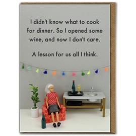 Bold & Bright - Funny Birthday Cards - 'Wine Dinner' - Hilariously Funny Cards - Cheeky Cards For Her Ladies Women Friends - Sold by Brainbox Candy