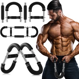 Simgoing Arm Trainer Adjustable Spring Workout Bar, Forearm Triceps Chest Enhanced Exercise Strengthener Portable Workout Home Fitness Equipment U60-120lbs Kit(Black,Gray)