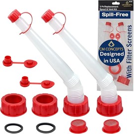 CM Concepts® Gas/Water Can Long Angled Spill-Free Spout Nozzle & Vent Replacement Kit w/Filter Screen Old Style (2)
