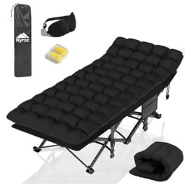 Catre Plegable de Camping con Colchón, 187x67 cm, para Adultos, Ligero, Soporta 150 kg