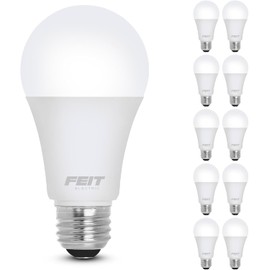 Feit Electric A19 LED Light Bulb, 60W Equivalent, Non Dimmable, 800 Lumens, E26 Medium Base, 3000k Bright White, CRI 90, 10 Year Lifetime, UL Listed, Damp Rated, 10 Pack, OM60/930CA10K/10
