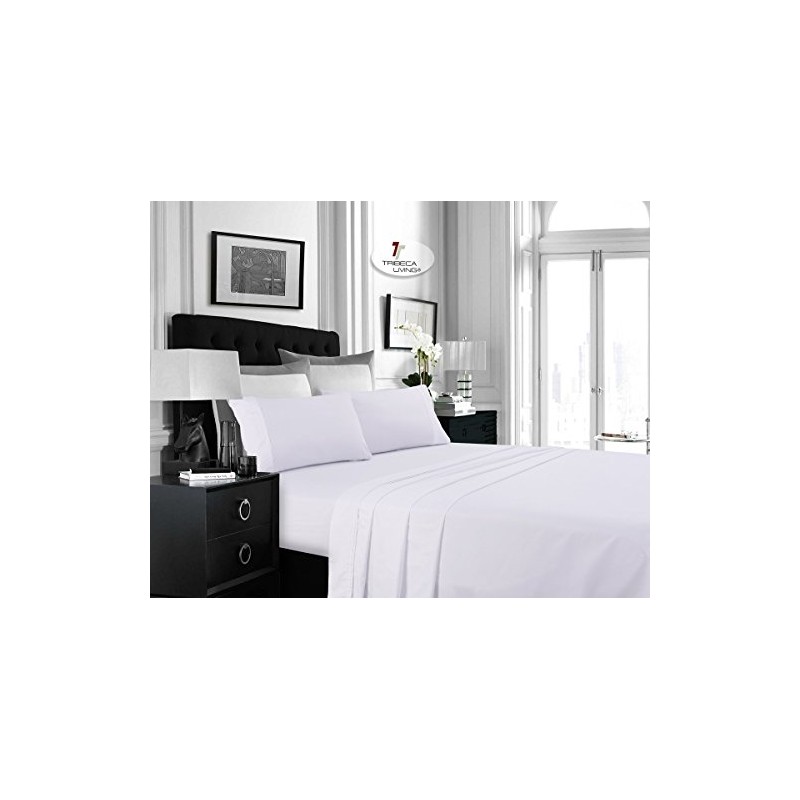 Tribeca Living MF110DPSSTWWH Solid Deep Pocket Sheet Set, Twin, White