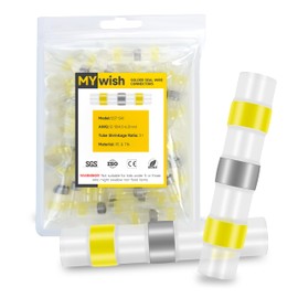 50Pcs Solder Seal Wire Connectors AWG 12-10, Yellow Waterproof Solder Butt Connectors Heat Shrink Terminals Solder Sleeve Wire Splice Connectors for Automotive, Marine, Cable, Wiring by Mywish