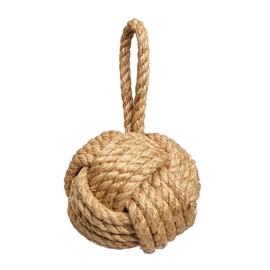 MesuBari Decorative Sailors Knot Rope Door Stop Heavy Nautical Weighted Interior Door Stopper with Handle for Bedroom, Living Room, Window Wedge, Bookend 6 inch 6.17 pounds (Sisal)