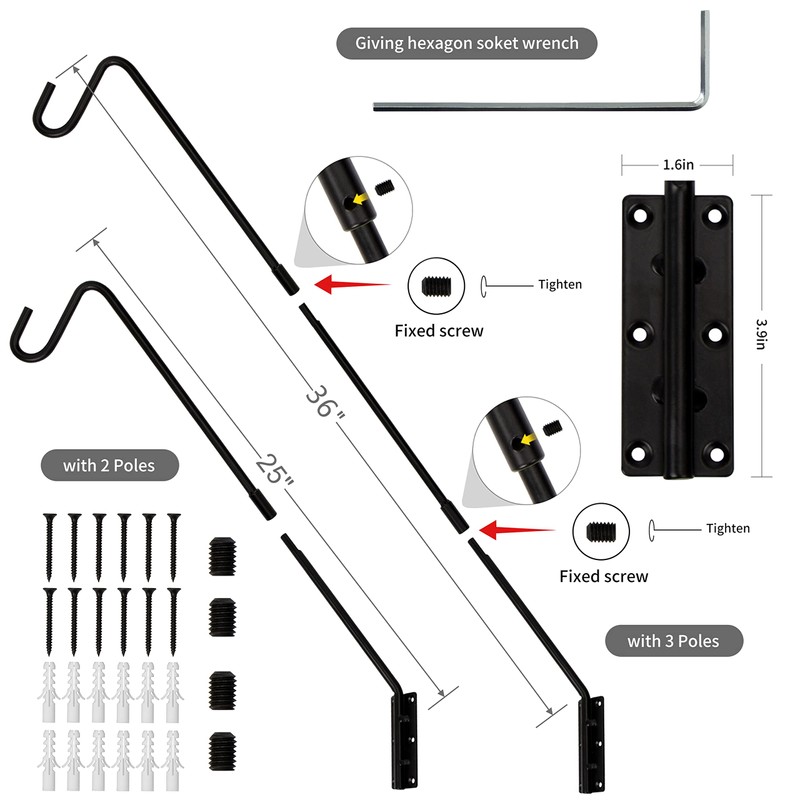 Juegoal 2 Pack Heavy Duty Deck Hook, 25 Inch to