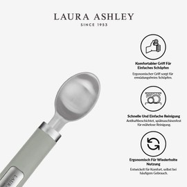 Laura Ashley Stainless Steel Ice Cream Scoop - Sleek, Durable, and Ergonomic Soft Touch Handle Large Ice Scoop - Perfect for Scoops Ice Cream, Gelato and Sorbet