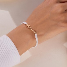 ZMJK Simple Braided Rope Bracelet MAMA Alphabet Woven Bracelet for Women Mother Day Jewelry Adjustable Mother Bracelet Expresses Love for Your Mom, One Size, Alloy Steel, no gemstone