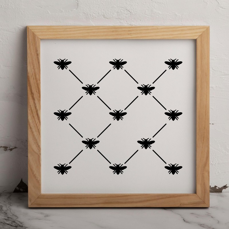 MAGJUCHE French Bee Trellis Stencil 6 Inches, Reusable Bee Stencil