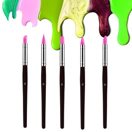 Sdanart Professional Silicone Rubber Tip Paint Pens Brushes，5pcs Silicone Paint Brush，Silicon Color Shapers Brushes，Rubber Paint Brush，Silicone Artist Brushes，Flexible Clay Sculpture Tools （Size 8）