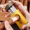 KEENSUN 3-in-1 Zinc Alloy V-Cut Cigar Cutter (Deep Yellow) with