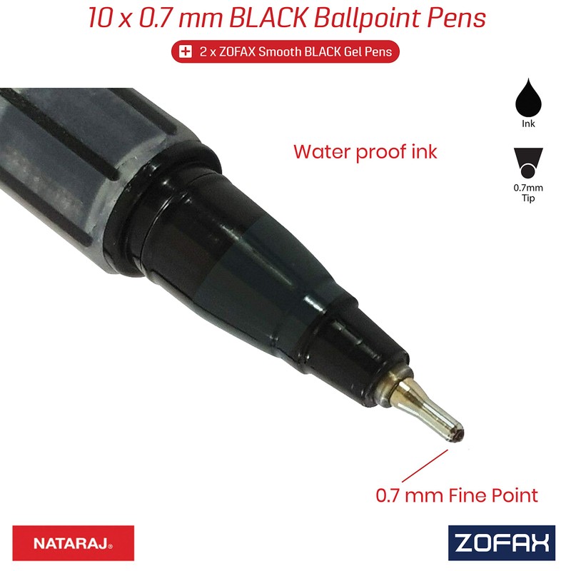 NATARAJ Mist Fine Tip Soft Smooth Ballpoint Pens (10 x