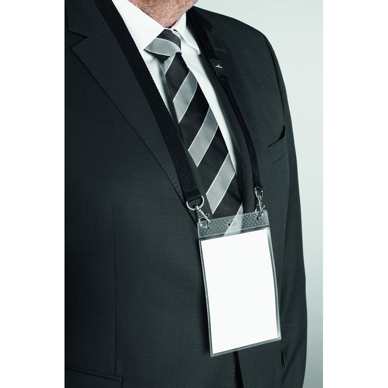 Durable Event Name Badge A6 with Black Lanyard, Pack of