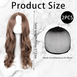 Brown Wig, 25'' Long Brown Wigs for Women, Ladies Wig Suitable for Parties, Daily Life, Role-Playiny