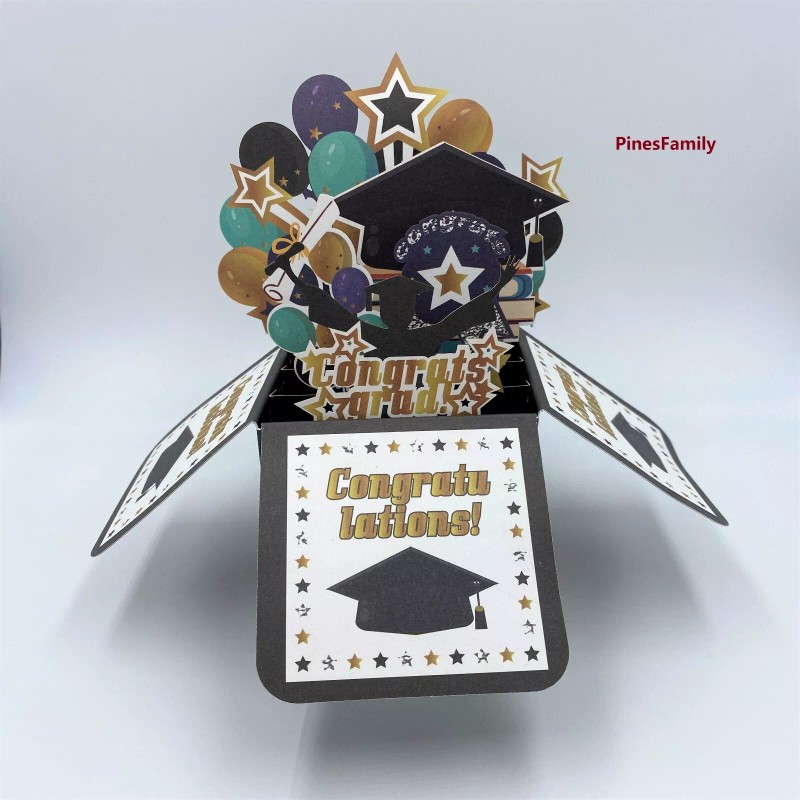 PinesFamily S03-Graduation Card | 3D Pop up Graduation Box Card