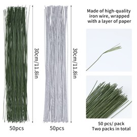 200 Pcs Floral Stem Wire, 26 Gauge Green Bouquet Stem, Bouquet Banquets, DIY Flower Crafts