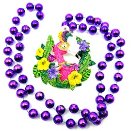 Masked Flamingo Mardi Gras Bead Necklace New Orleans Gasparilla