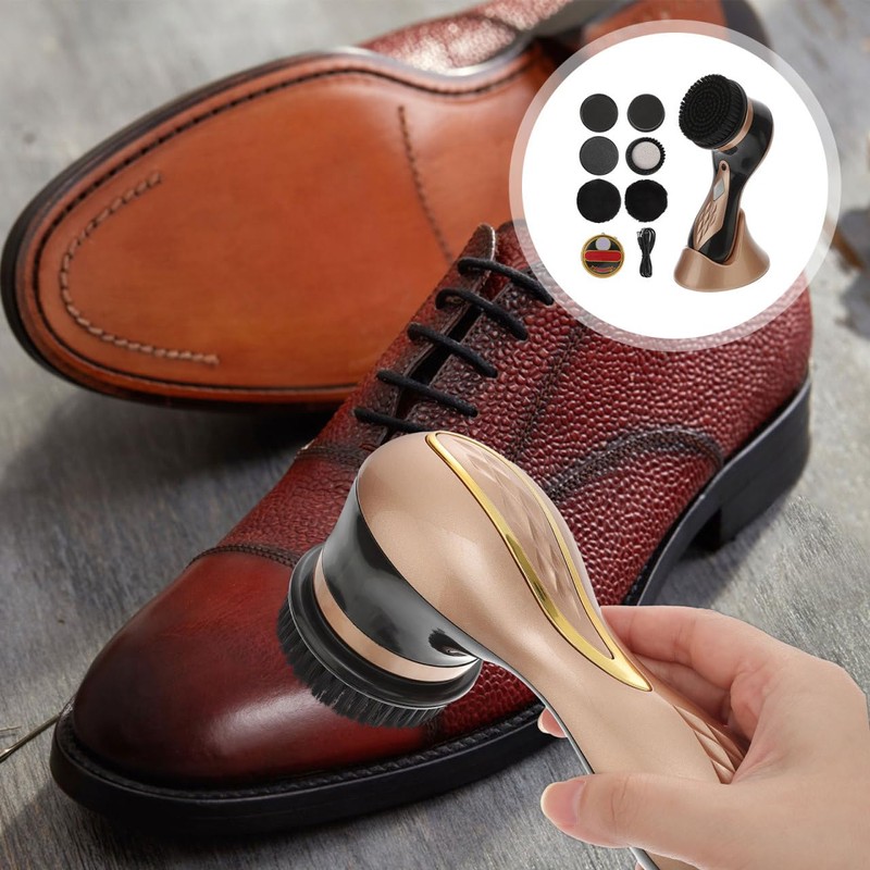 SOLUSTRE Electric Shoe Shine Kit - Mini Portable Handheld Shoe