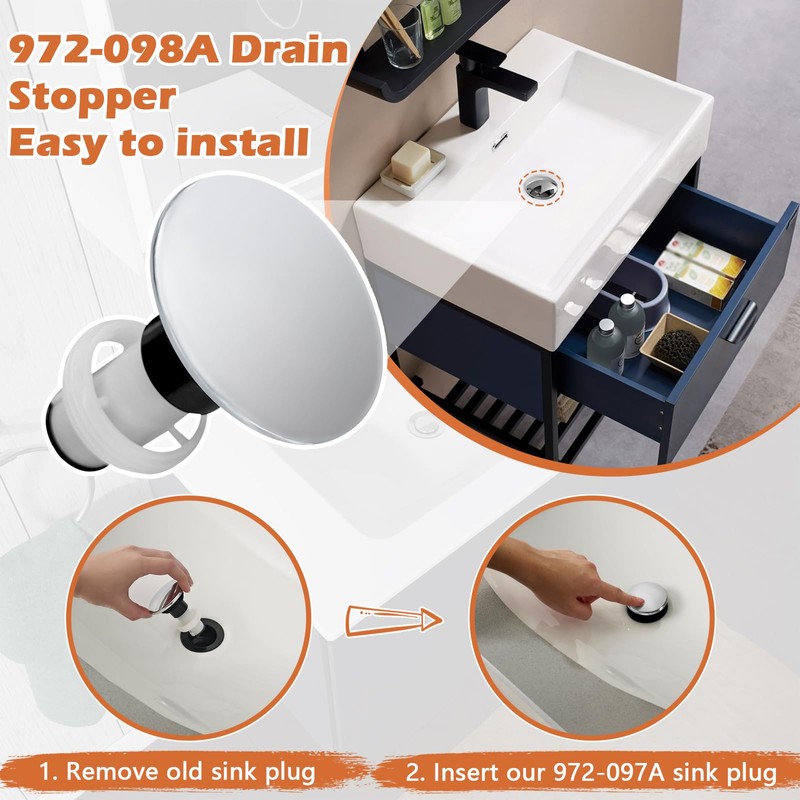 972098A Drain Stopper Polished Chrome Sink Stopper, Drain Sink Plug