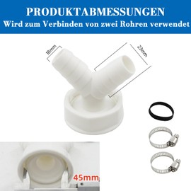 Dishwasher Washing Machine Drain Adapter Drain Washing Machine Double Connection Y 1 1/2 Inch for Pipe Diameter 40 mm, Input Diameter 18-23 mm for Washing Machine Dishwasher
