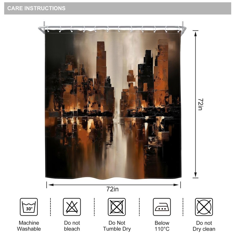 Black Brown Shower Curtain Masculine Dark Tan Bathroom Decor 72x72