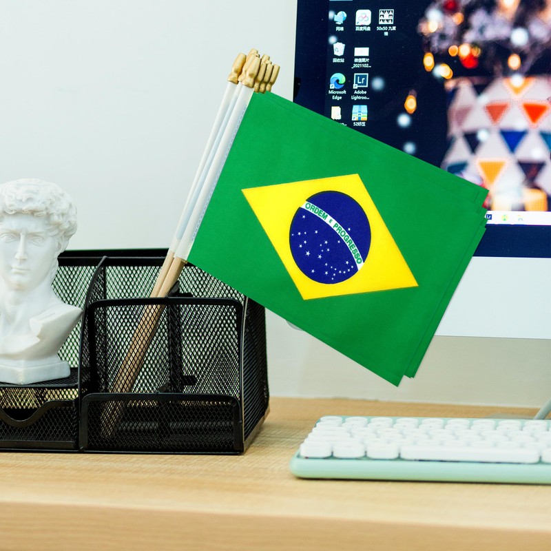 TSMD Brazil Stick Flag Brazilian Small Mini Hand Held Flags,5x8